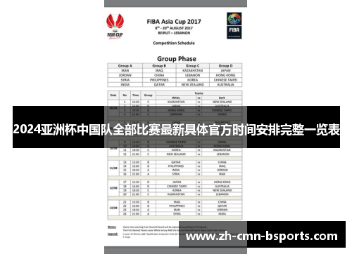 2024亚洲杯中国队全部比赛最新具体官方时间安排完整一览表 2024亚洲杯中国队全部比赛最新具体官方时间安排完整一览表